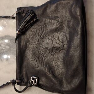 Brighton Purse Black Embossed Leather Small Shoulder Bag Ferrara Impressions